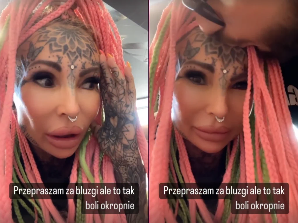 Adrianna Eisenbach poprawia tatuaż na stopie. Pociesza ją ukochany Adrianna Eisenbach poprawia tatuaż na stopie. Pociesza ją ukochany