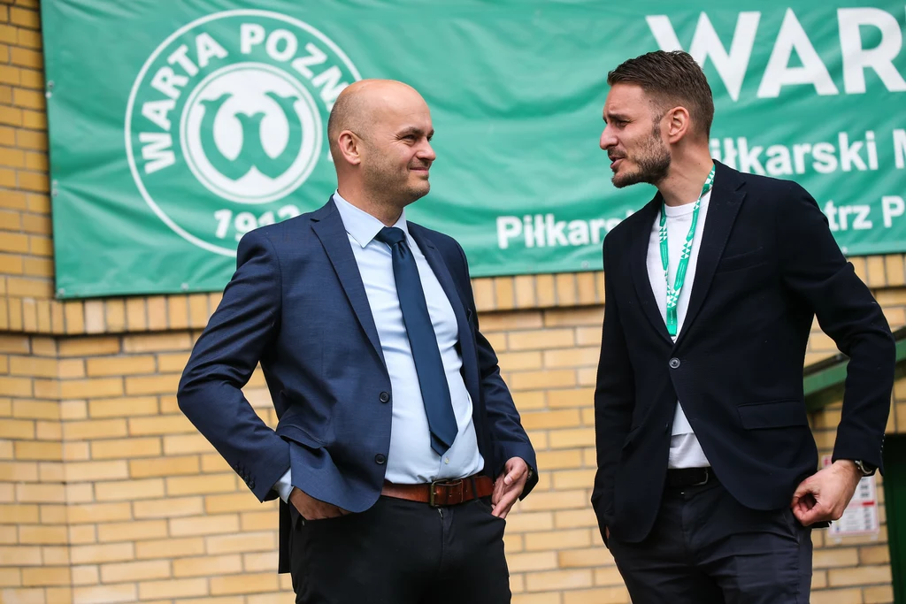 Bartłomiej Farjaszewski z Warty Poznań i Piotr Rutkowski z Lecha Poznań