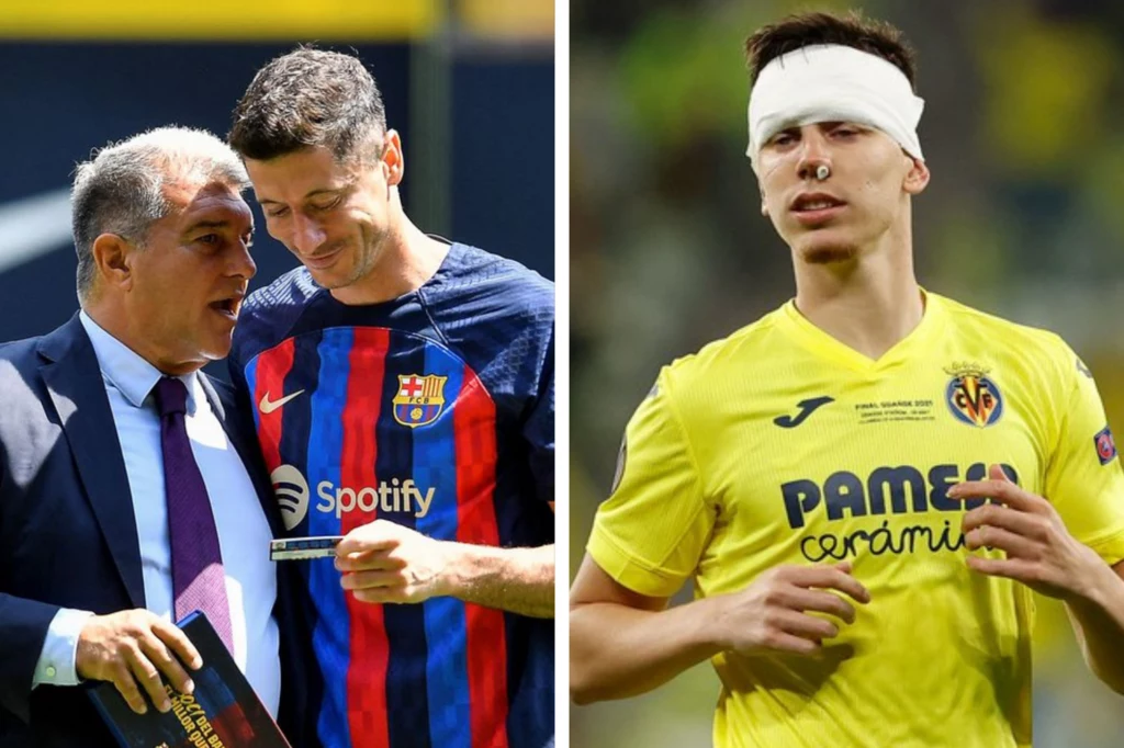 Joan Laporta, Robert Lewandowski i Juan Foyth