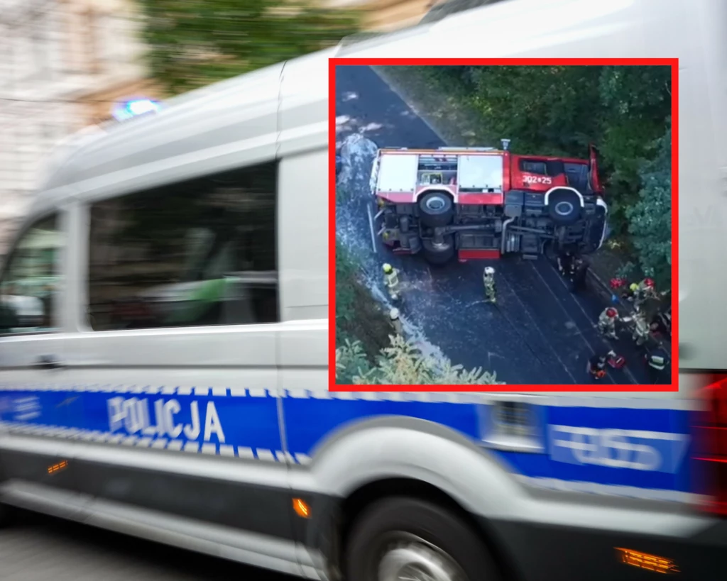 Wypadek wozu bojowego PSP w drodze na akcję Wypadek wozu bojowego PSP w drodze na akcję