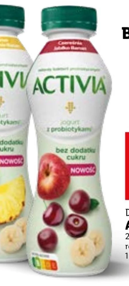 Activia Jogurt bez dodatku cukru czereśnia jabłko banan 270 g