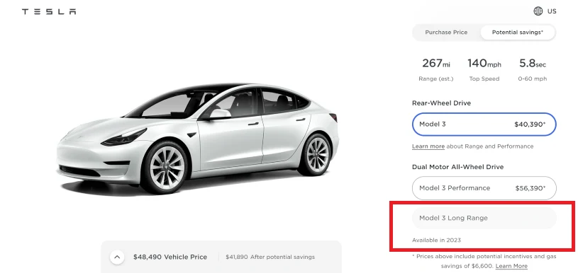 Tesla Model 3 Long Range ma wrócić do sprzedaży w 2023 roku. Tesla Model 3 Long Range ma wrócić do sprzedaży w 2023 roku.