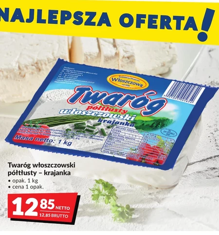 Włoszczowa Twaróg półtłusty krajanka 1 kg