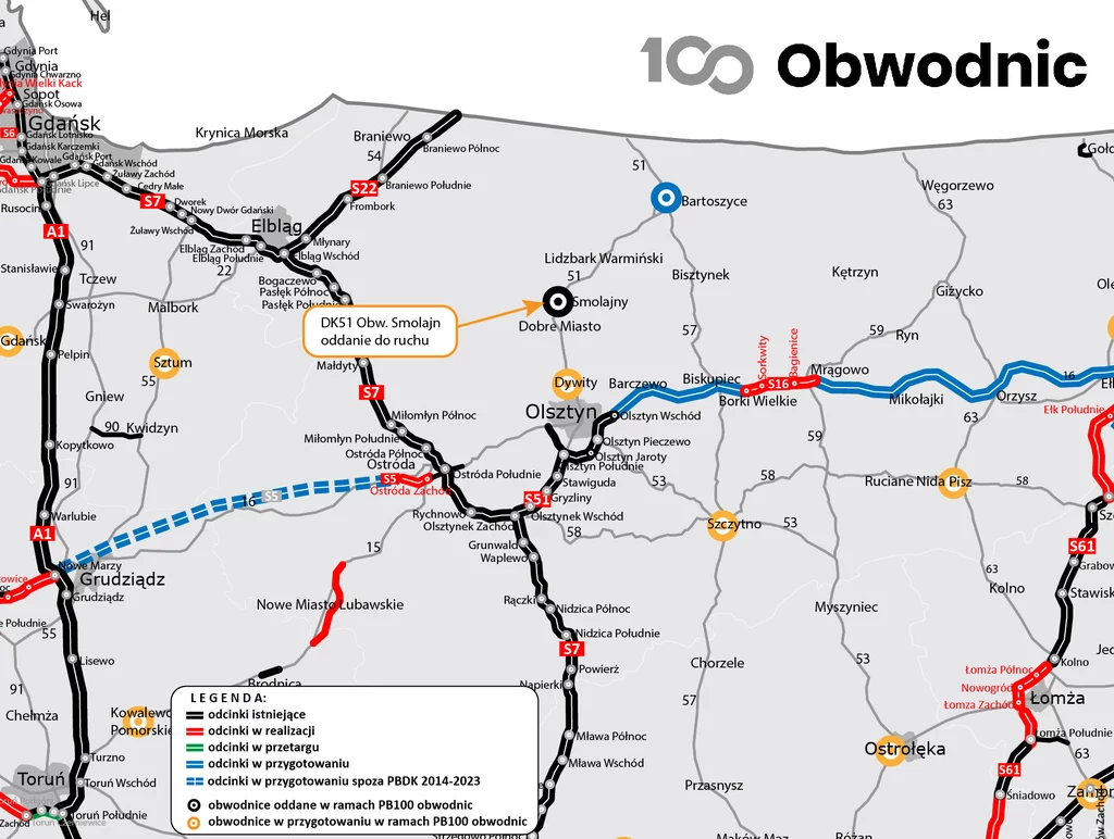 Obwodnica Smolajn to pierwsza wybudowana z programu budowy 100 obwodnic