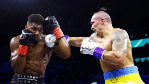 Anthony Joshua (po lewej), Ołeksandr Usyk (po prawej)