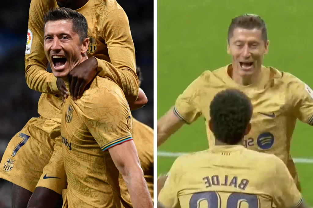Robert Lewandowski w barwach FC Barcelona podczas meczu La Liga