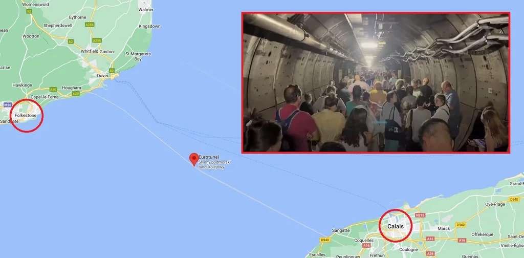 Pasażerowie utknęli w Eurotunelu na kilka godzin / Google Maps Pasażerowie utknęli w Eurotunelu na kilka godzin / Google Maps