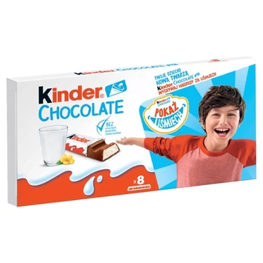 Kinder Chocolate Batonik z mlecznej czekolady z nadzieniem mlecznym 100 g (8 sztuk) - 1