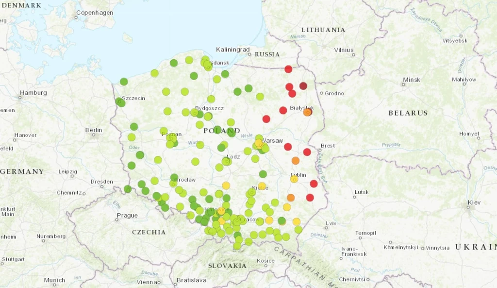 W środę, 24 sierpnia we wschodniej Polsce odnotowano podwyższone stężenia pyłu zawieszonego (smogu)