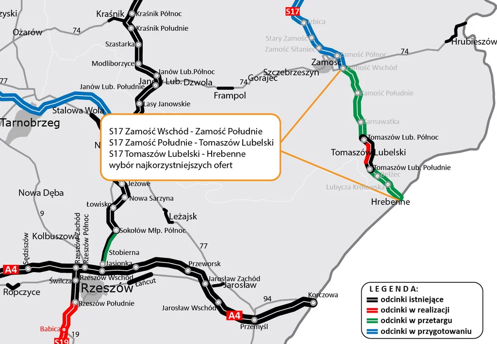 Nowe odcinki doprowadzą drogę S17 do granicy z Ukrainą w Hrebennem