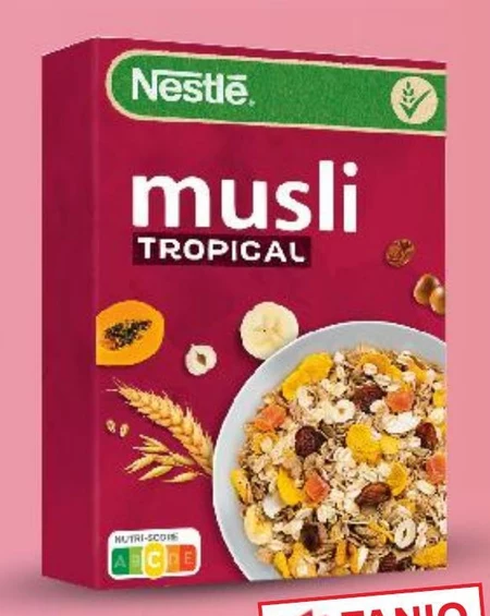 Nestlé Musli Tropical Płatki zbożowe z owocami tropikalnymi i orzechami 350 g