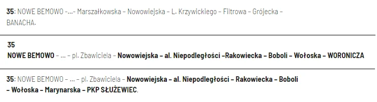 Jedna linia, trzy objazdowe trasy. To fragmenty różnych komunikatów WTP, dotyczących tego samego weekendu Jedna linia, trzy objazdowe trasy. To fragmenty różnych komunikatów WTP, dotyczących tego samego weekendu