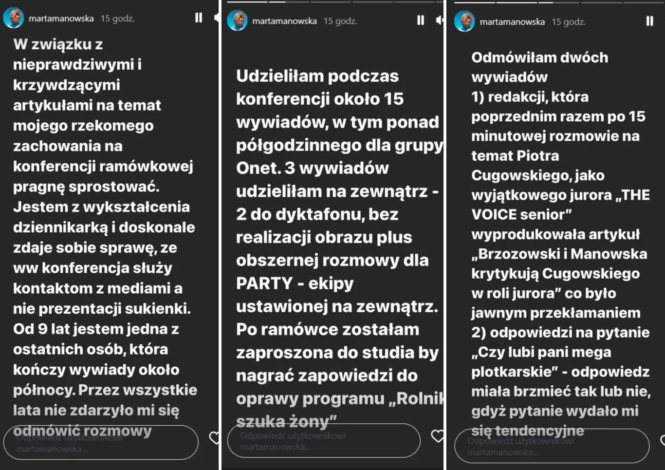 Marta Manowska wydała oświadczenie Marta Manowska wydała oświadczenie