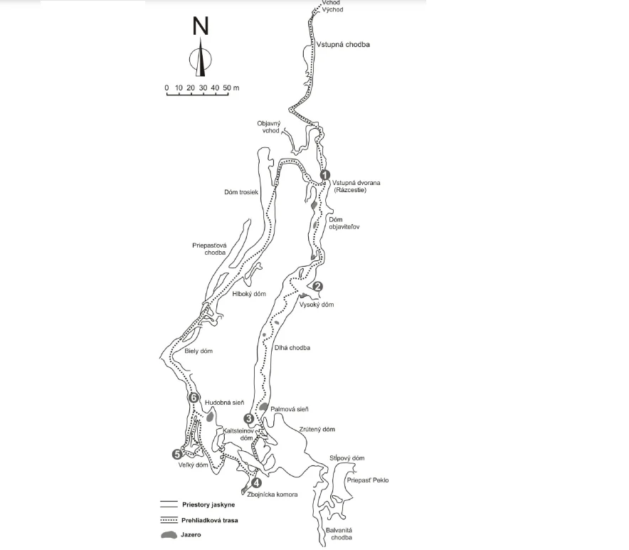 Jaskinia Bielańska na Słowacji - tak prezentuje się mapa podziemnego przejścia. 