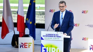 Premier RP Mateusz Morawiecki podczas konferencji Stowarzyszenia Francuskich Pracodawców MEDEF