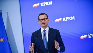 Premier Mateusz Morawiecki podczas konferencji prasowej w siedzibie Kancelarii Prezesa Rady Ministrów w Warszawie