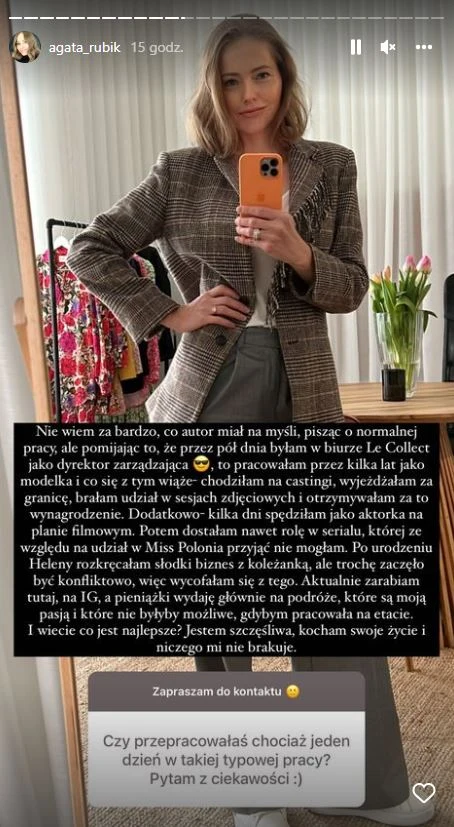 Agata Rubik opowiada o pracy i zarobkach na Instagramie