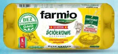 Farmio Jaja ściółkowe od kur karmionych paszą wolną od GMO L 10 sztuk