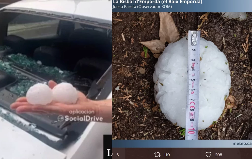 Służby meteorologiczne pokazują ogromne ule gradu i zniszczenia, jakie wyrządził
