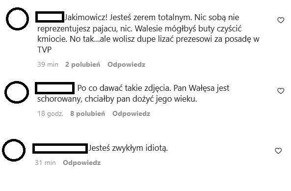 Komentarze pod postem Jarosława Jakimowicza na Instagramie @jaroslaw.jakimowicz