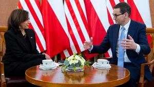 Kamala Harris podczas rozmowy z Mateuszem Morawieckim, zdjęcie archiwalne z marca 2022