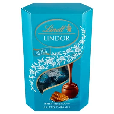 Lindt Lindor Praliny z czekolady mlecznej z nadzieniem karmelowym z kryształkami soli 200 g - 0