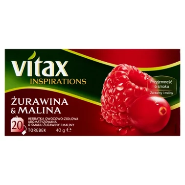 Vitax Inspiracje Herbatka owocowo-ziołowa aromatyzowana o smaku żurawiny i maliny 40 g (20 x 2 g) - 1