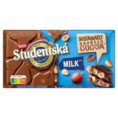 Nestlé Studentská Czekolada mleczna z orzechami ziemnymi żelkami i rodzynkami 170 g - 0