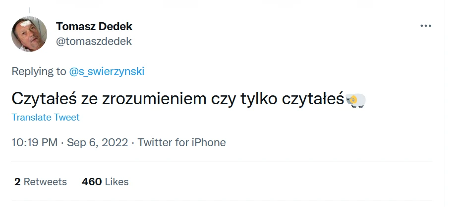 Tomasz Dedek skomentował wpis lidera Bayer Full