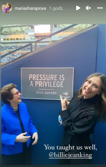 Maria Szarapowa pozująca do zdjęcia z Billie Jean King / źr. Instagram Maria Szarapowa pozująca do zdjęcia z Billie Jean King / źr. Instagram