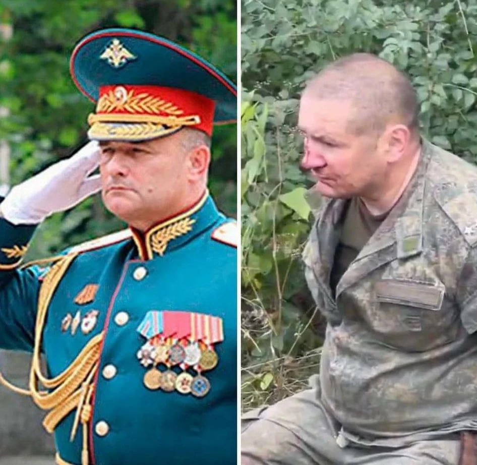 Rosyjski dowódca i wzięty do niewoli rosyjski żołnierz Rosyjski dowódca i wzięty do niewoli rosyjski żołnierz