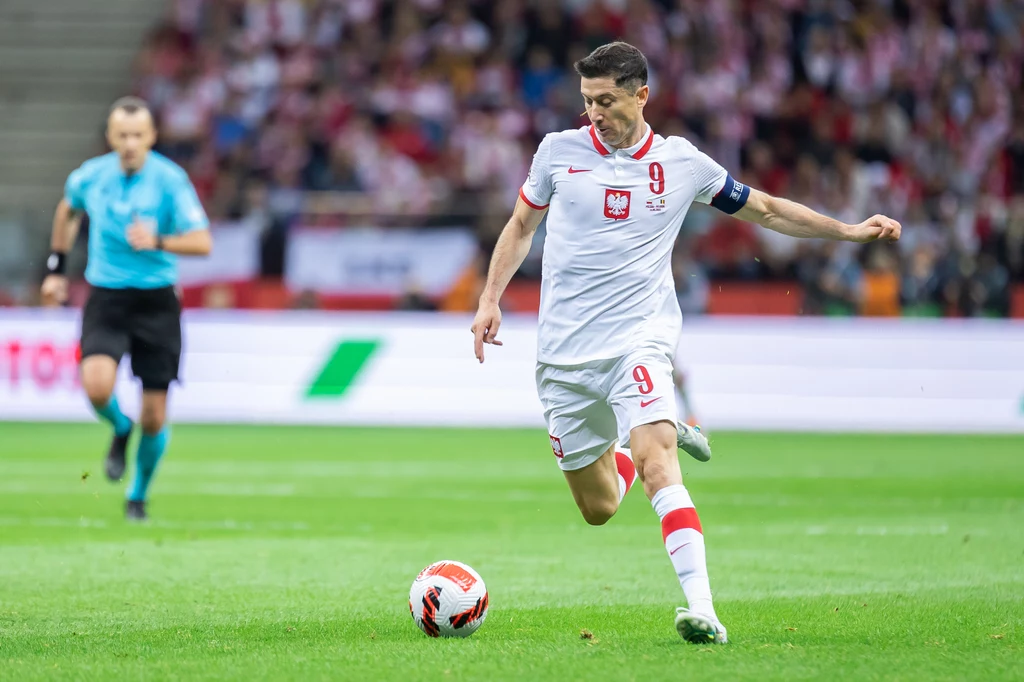 Robert Lewandowski w barwach piłkarskiej reprezentacji Polski