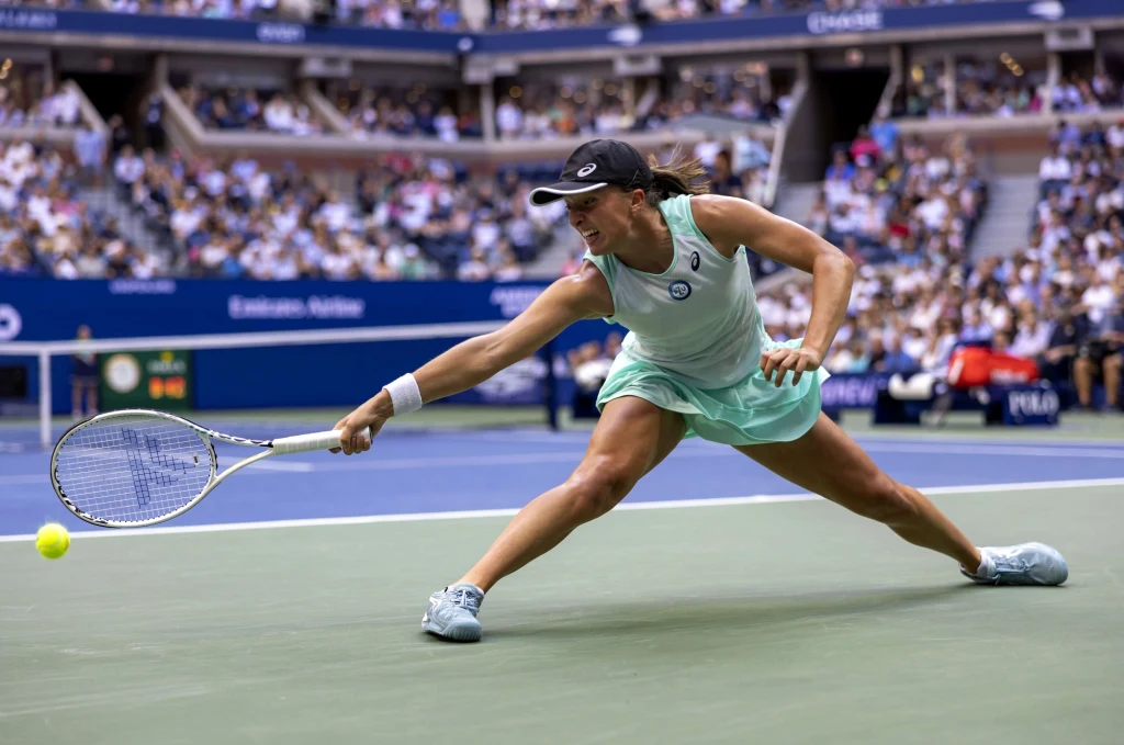 Iga światek podczas finałowego meczu US Open z Ons Jabeur Iga światek podczas finałowego meczu US Open z Ons Jabeur