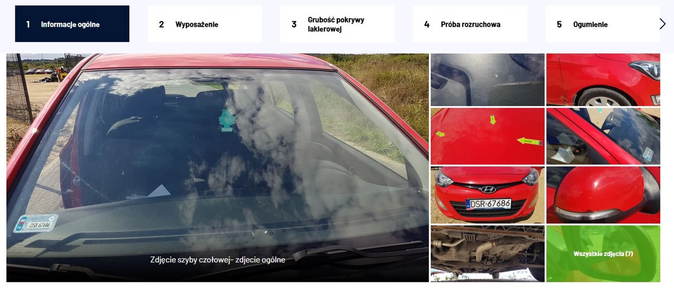 Każdy pojazd na licytacji posiada raport autoDNA ze szczegółowym opisem wyposażenia, stanu powłoki lakierowej i ewentualnych uszkodzeń