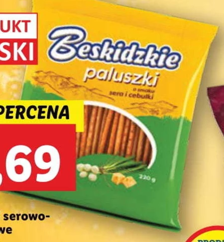 Aksam Beskidzkie Paluszki o smaku serowo-cebulowym 220 g