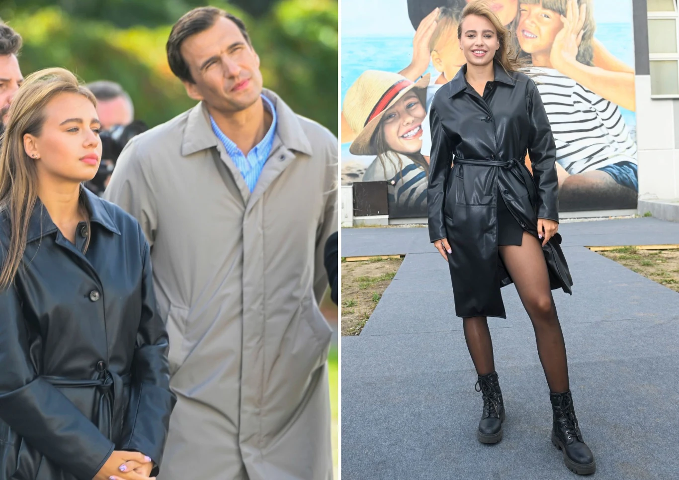 Oliwia Bieniuk i Jarosław Bieniuk na odsłonięciu muralu Anny Przybylskiej Oliwia Bieniuk i Jarosław Bieniuk na odsłonięciu muralu Anny Przybylskiej