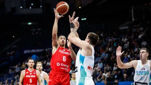 Kadr z meczu Polska - Słowenia