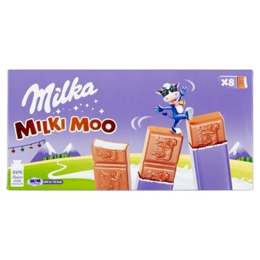 Milka Milki Moo Batoniki z czekolady mlecznej z nadzieniem mlecznym 87,5 g (8 x 10,94 g) - 0