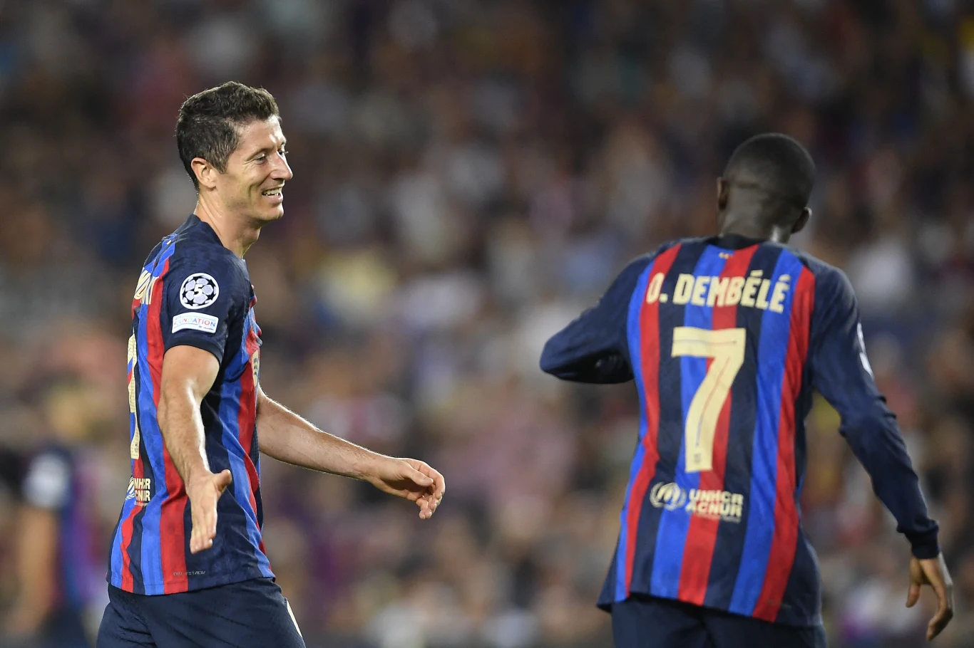 Robert Lewandowski i Ousmane Dembele (FC Barcelona)