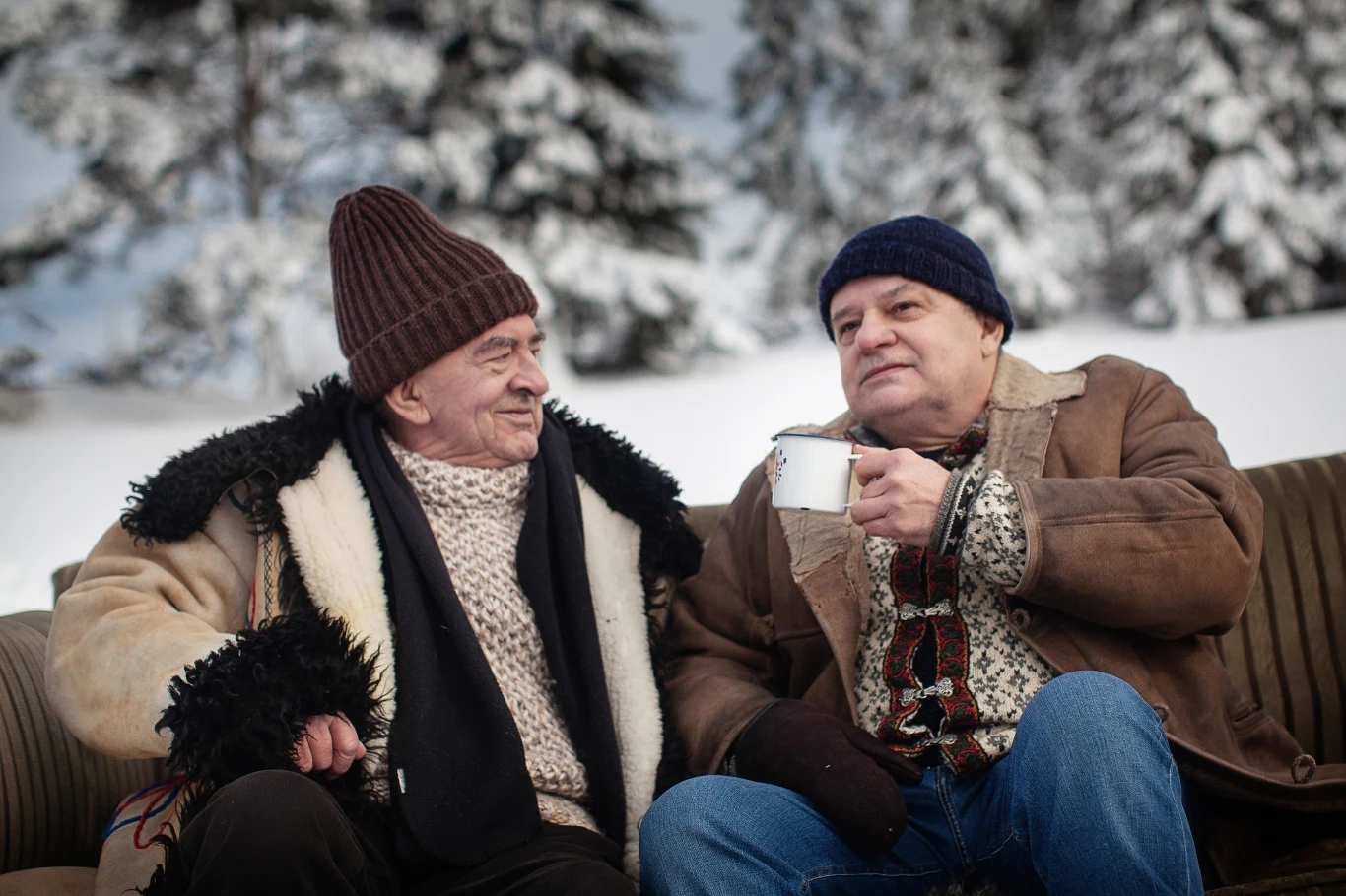 Jerzy Trela i Krzysztof Globisz - kadr z filmu "Prawdziwe życie aniołów", fot. Grzegorz Ziemiański