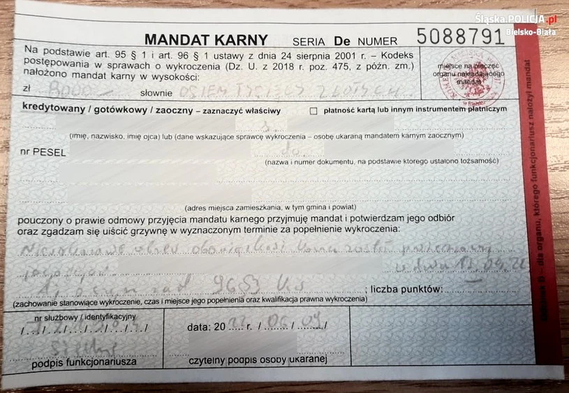 8 tys. zł mandatu za niewskazanie kierowcy 8 tys. zł mandatu za niewskazanie kierowcy