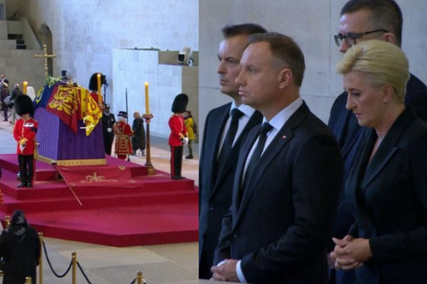 Prezydent Andrzej Duda i Agata Kornhauser-Duda żegnają królową/Foreign Broadcasting Service Prezydent Andrzej Duda i Agata Kornhauser-Duda żegnają królową/Foreign Broadcasting Service