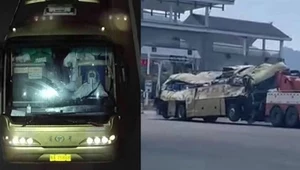 Zdjęcia autokaru przed i po wypadku