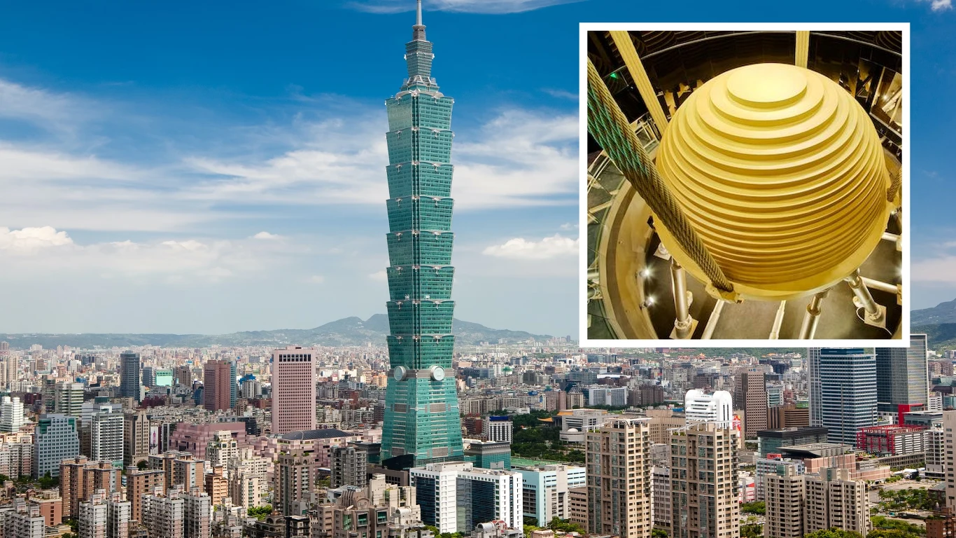Drapacz chmur Taipei 101 uratowany przez wielką kulę Drapacz chmur Taipei 101 uratowany przez wielką kulę
