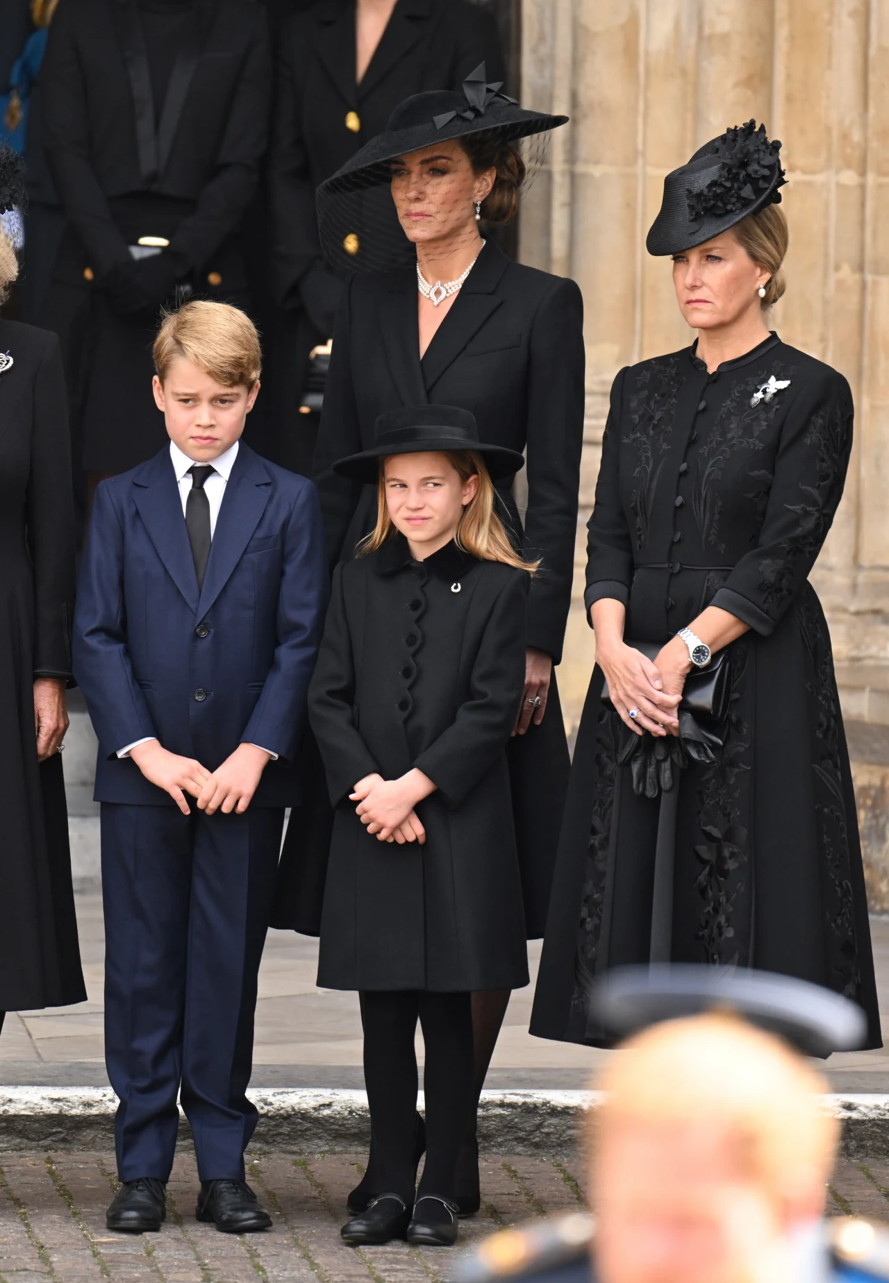 George i Charlotte na pogrzebie królowej