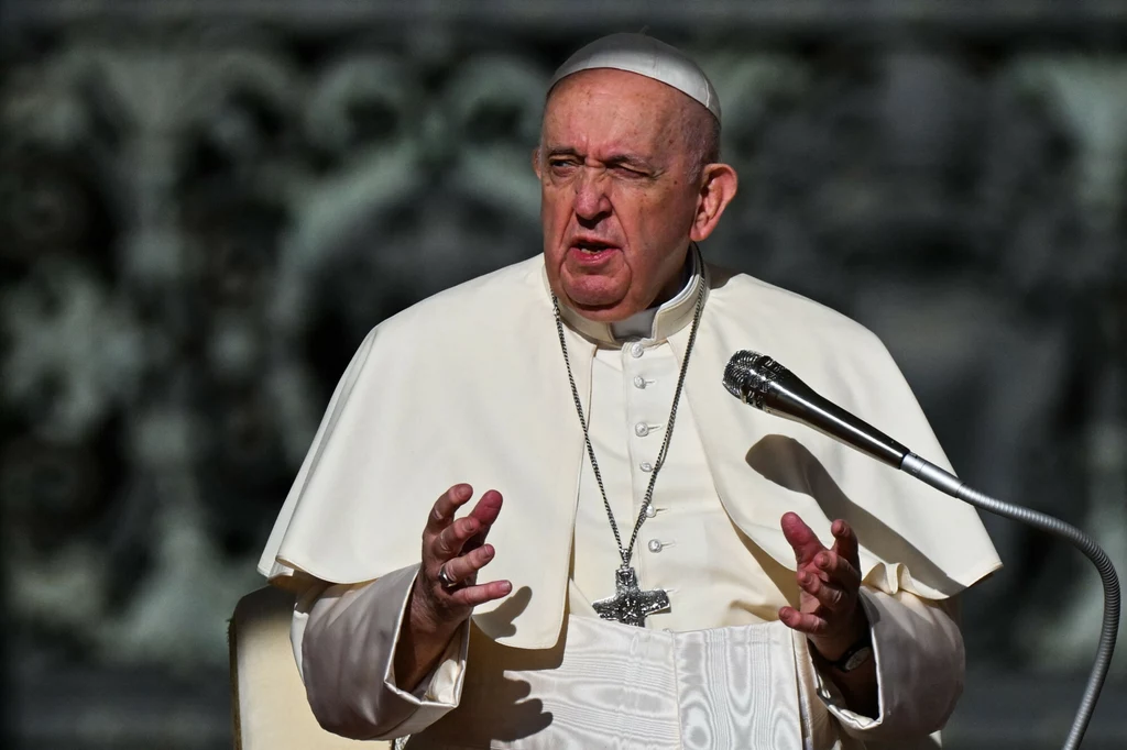 Papież Franciszek podczas audiencji Papież Franciszek podczas audiencji