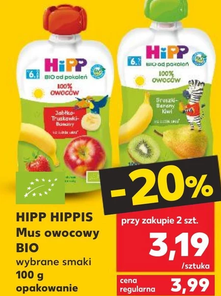 HiPP BIO HiPPiS Mus owocowy po 1. roku jabłka-brzoskwinie-banany z ciasteczkami 100 g