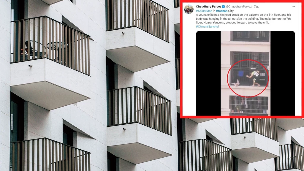 Sąsiad nie wahał się ani chwili, gdy zauważył, że dziecko może spaść z balkonu na siódmym piętrze budynku
