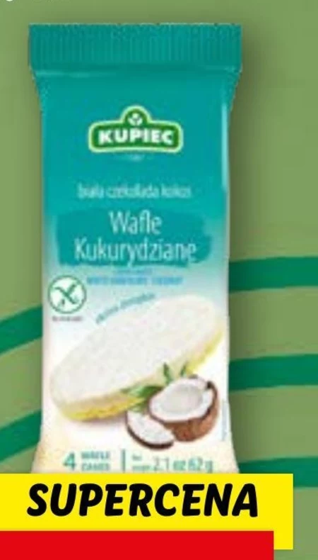 Kupiec Wafle kukurydziane z białą czekoladą i kokosem 62 g