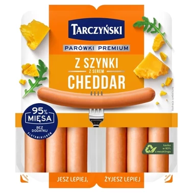 Tarczyński Parówki premium z szynki z serem cheddar 180 g (2 x 90 g) - 0